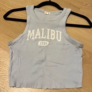 Garage Soft Blue Ribbed Top